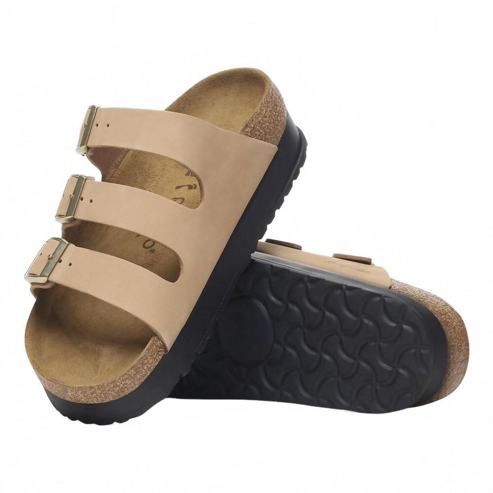 NEW BIRKENSTOCK women's florida flex platform sandals in sandcastle